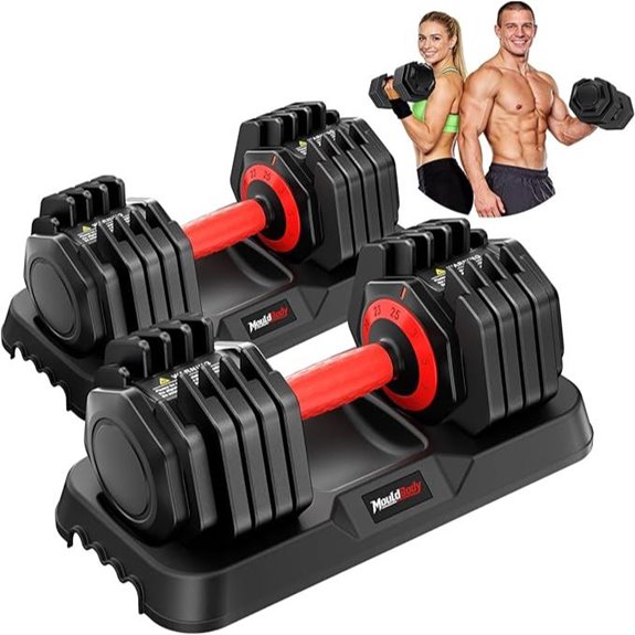 Adjustable Dumbbell Set with Storage Base (25/50 lb)