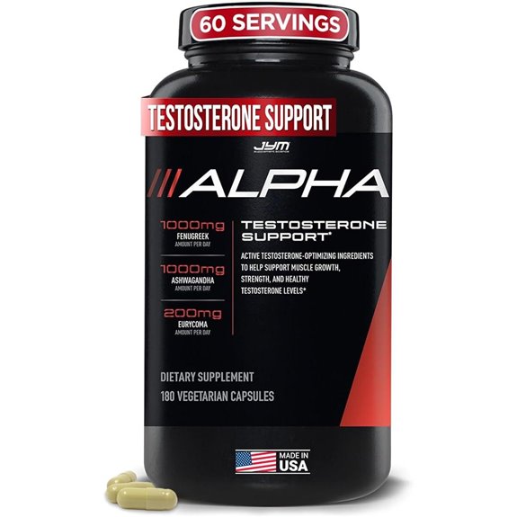 Alpha JYM Testosterone Support with Ashwagandha & DIM (180 capsules)
