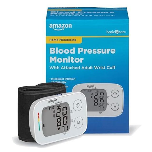 Amazon Basic Care Wrist Blood Pressure Monitor with Large Display