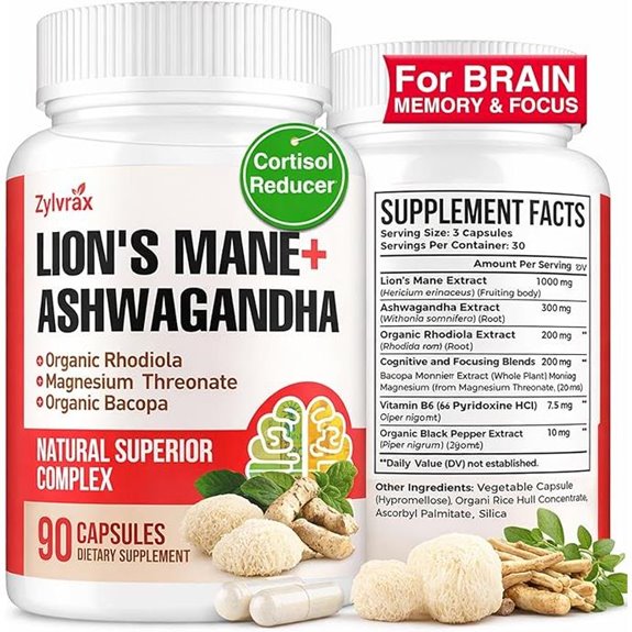 Ashwagandha & Lions Mane Brain Support Capsules
