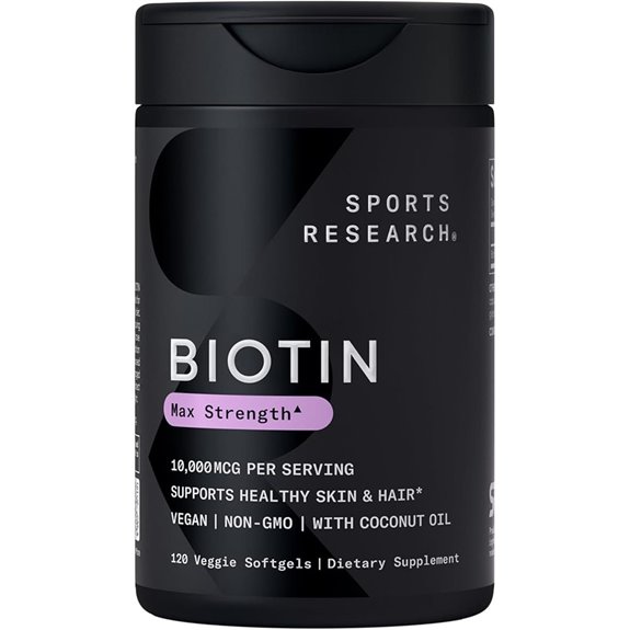 Sports Research Biotin 10,000mcg with Organic Coconut Oil