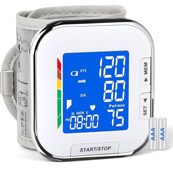 Blood Pressure Monitor with Adjustable Wrist Cuff and Case