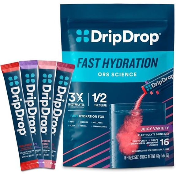 DripDrop Hydration Packets Variety Pack (16 Sticks)