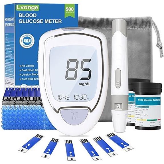 Glucose Monitor Kit with Strips Lancets Portable