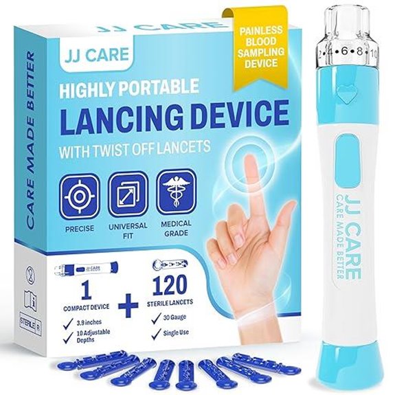 Lancing Device with 120 Lancets Adjustable Depths