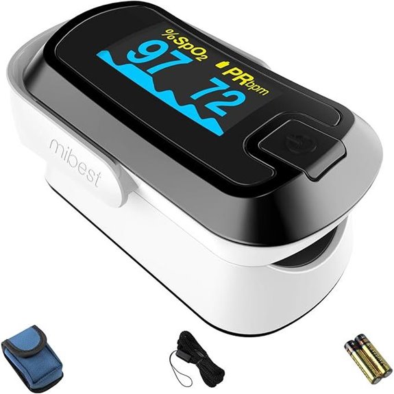 mibest OLED Finger Pulse Oximeter O2 Meter Dual Color White/Black
