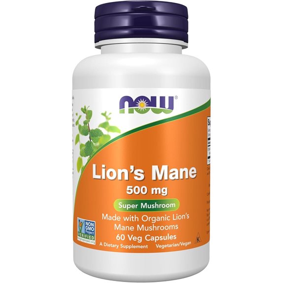 NOW Foods Lion’s Mane 500 mg Mushroom Capsules 60