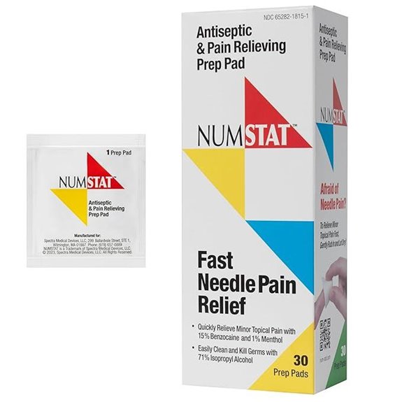 NUMSTAT Antiseptic Numbing Wipes - 2-in-1 Pain Relief 30 Pads