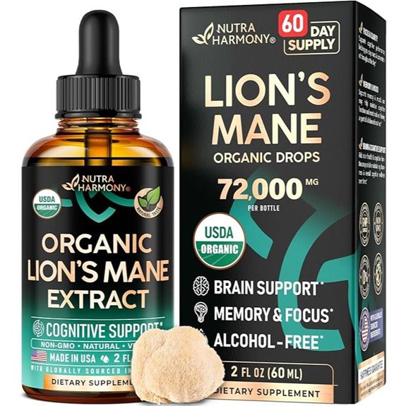 Organic Lion’s Mane Supplement for Brain & Focus 72,000 mg