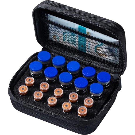 Peptide Fridge Case: 20 Vials Holder Black