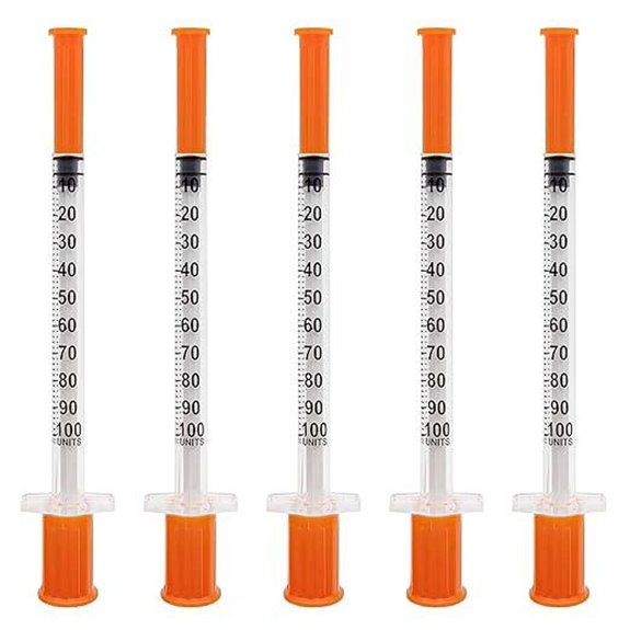 U-100 1cc Syringes with Needle 31G 5/16 inch (8mm),Individual Pack of 36