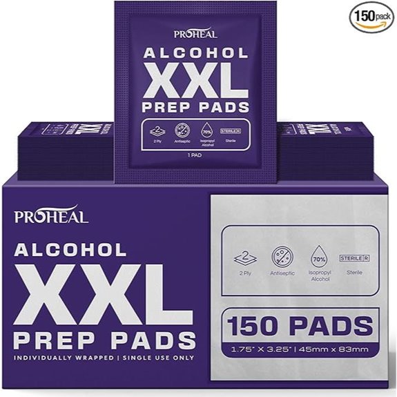 XL Sterile Alcohol Prep Pads 150 Count 2-Ply Individually Wrapped