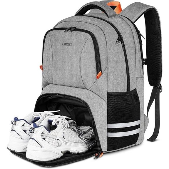 Ytonet Gym Backpack with Shoe Compartment Grey